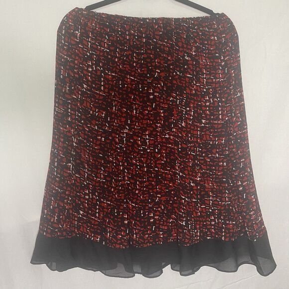 Vtg 80s STUDIO I Skirt Set Suit Short Sleeves Ruffled A-Line Womens 10 Red Black - Picture 5 of 16